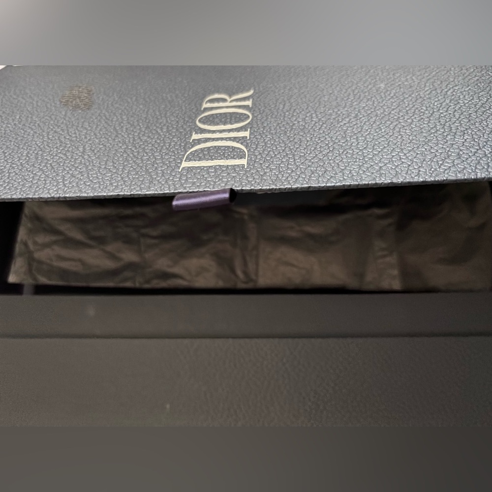 Christian Dior Logo Vintage Monsieur Navy Fringe Scarf Unisex With Dior Box - Picture 7 of 8